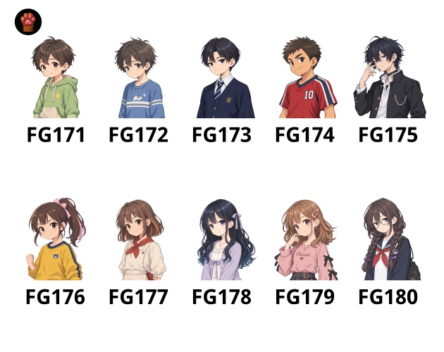 FB02|FG11〜FG20 まとめ買いセット|顔グラ500点(透過PNG) / FG11–FG20 | Bundle Pack | 500 Face Graphics (PNG)
