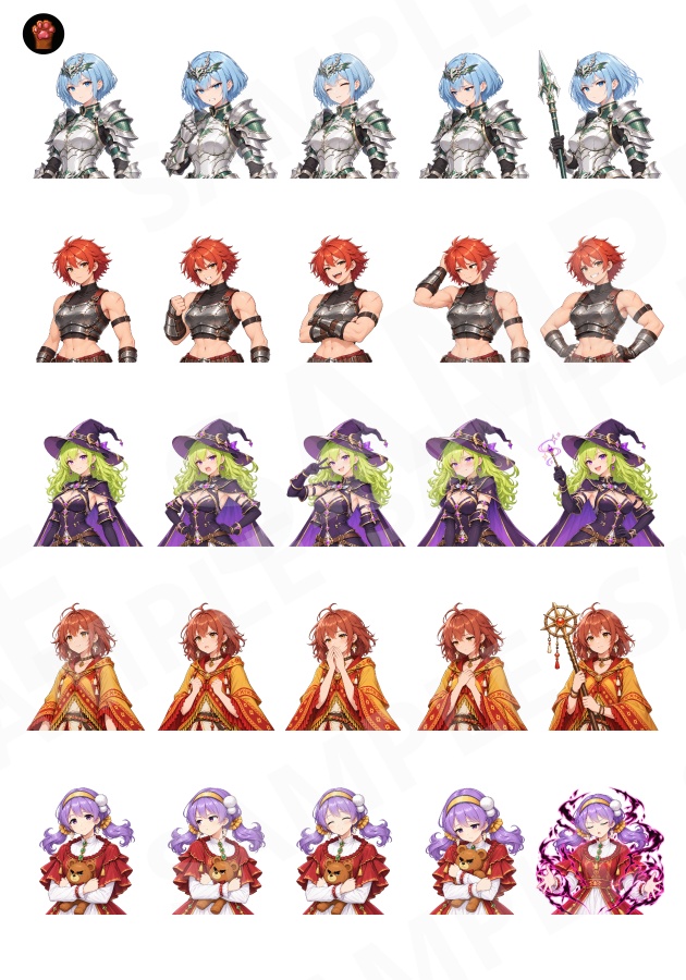 FG21|ファンタジーヒロイン顔グラ50点 Vol.2|王族令嬢・女騎士・魔女・星詠みなど10人×5表情