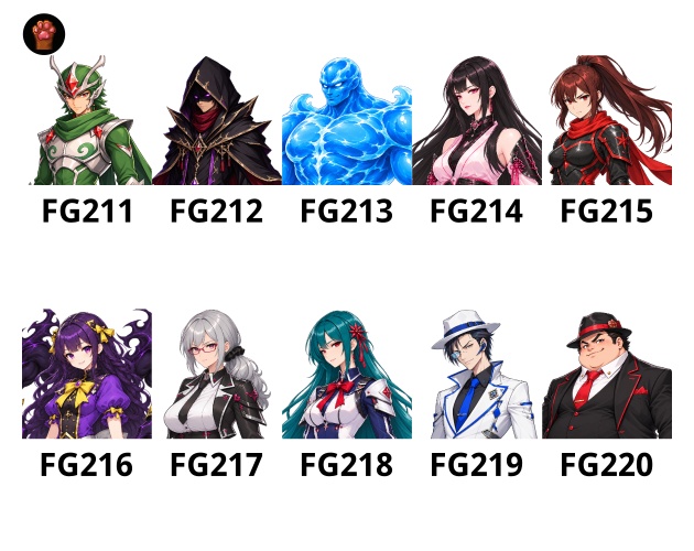 FG22|ファンタジーヴィラン顔グラ50点 Vol.2|悪役・敵幹部・女ヴィランなど10人×5表情+ボーナス3点