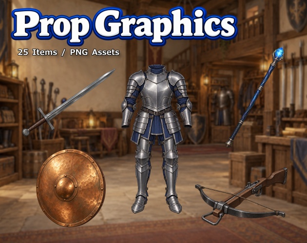PR11｜ファンタジー武器・防具25点｜剣・盾・槍・杖・鎧