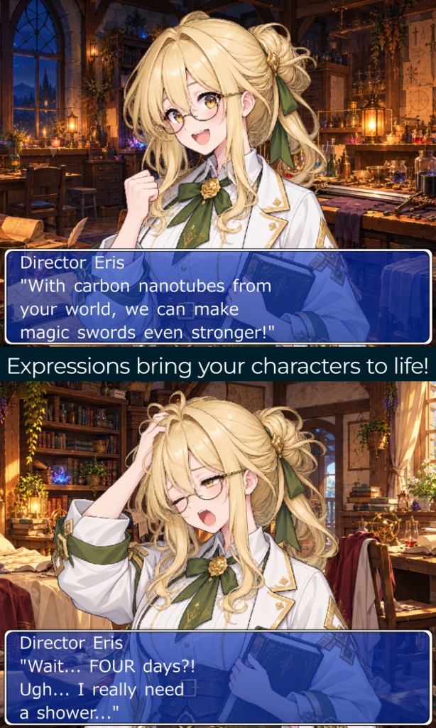 FG25|ファンタジーの仲間たち 顔グラ50点|弓使い・魔法使い・錬金術師・道化師・料理人など10人×5表情