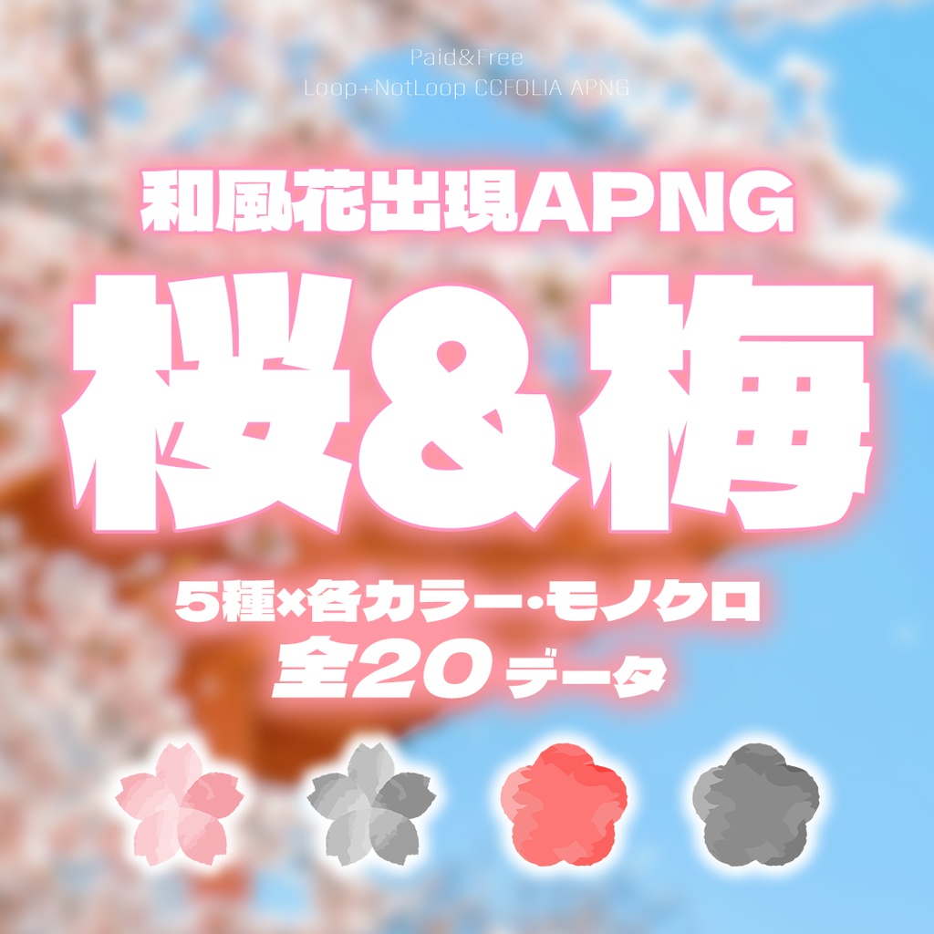 【無料アリ】和風花出現APNG　桜＆梅【回転ループ/出現非ループ】