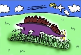 のんびりステゴザウルスのいる風景