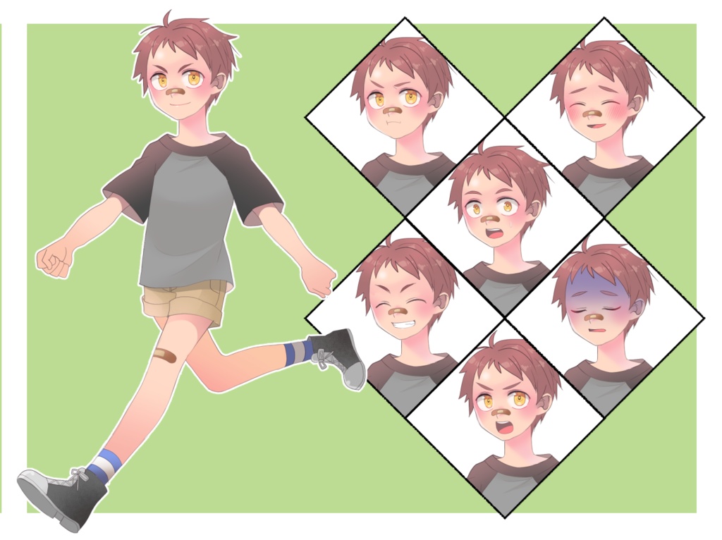 元気な男の子立ち絵【表情差分7種、絆創膏差分あり】