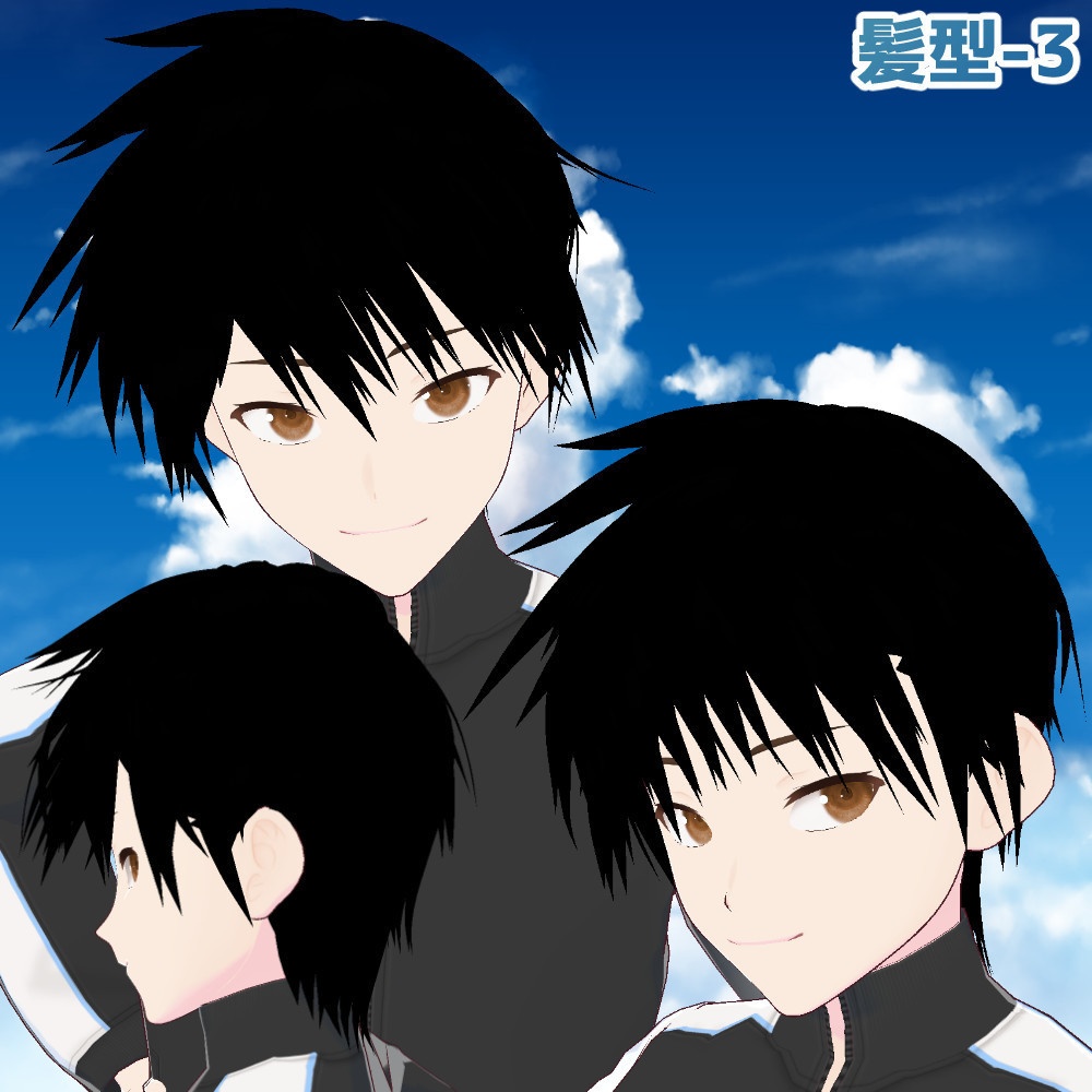 【VRoidカスタムアイテム】ハネ髪、ツンツンヘア、刈上げ、オールバック等、男性髪型詰め合わせ【正式版】