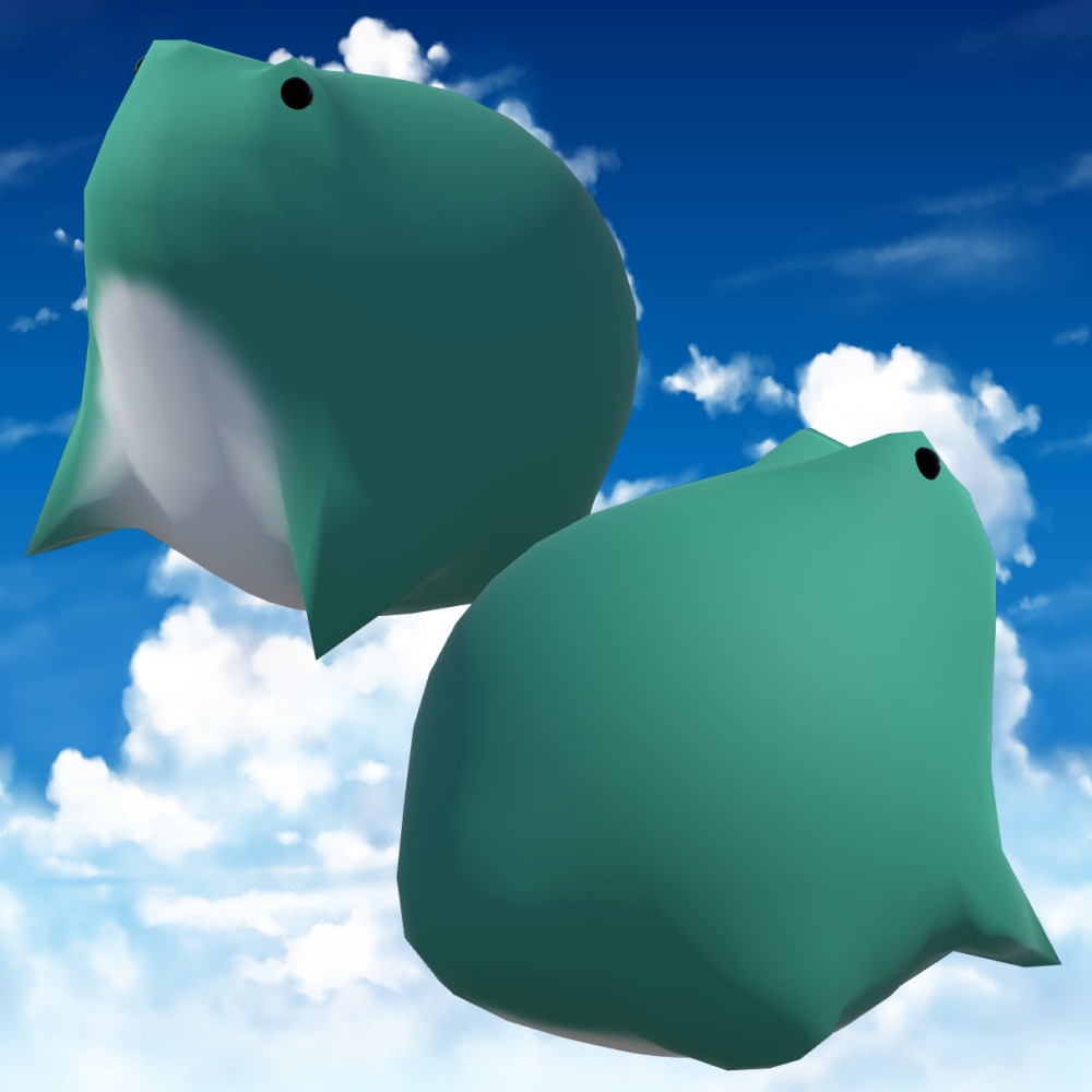 【無料】ぷくぷくふうせんがえる、笥呂【ローポリ3Dモデル】