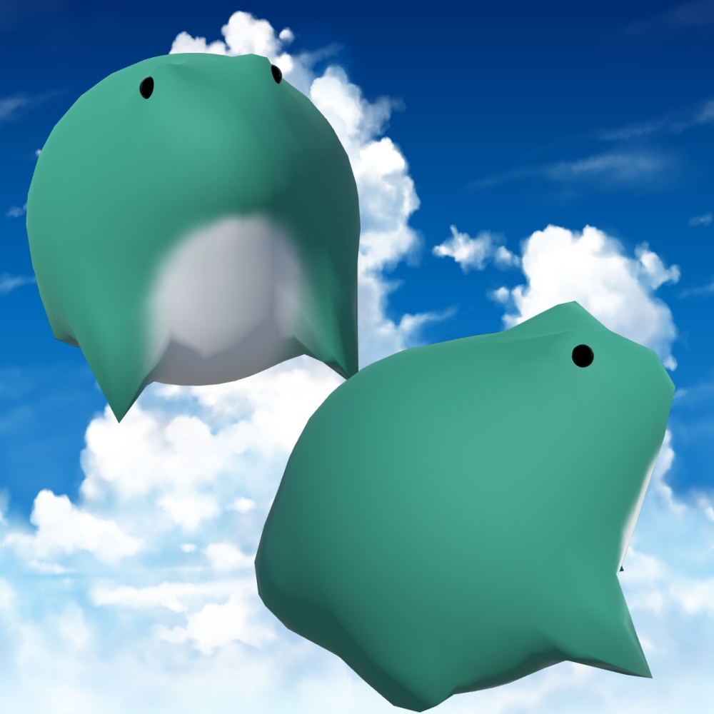 【無料】ぷくぷくふうせんがえる、笥呂【ローポリ3Dモデル】