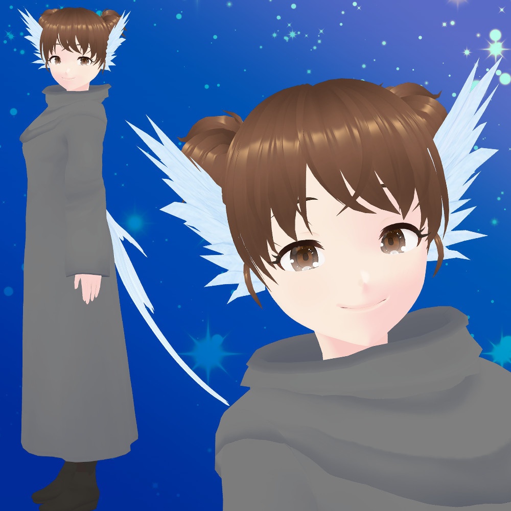 【正式版vroidファイル】カラーとデザインが選べる羽耳と尾羽セット【VRoidカスタムアイテム】
