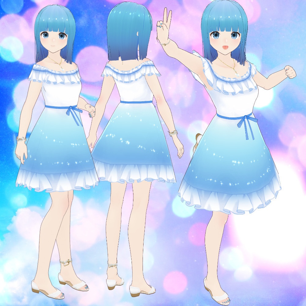 【VRoidモデル】青い髪の女の子【テクスチャ28枚入り】
