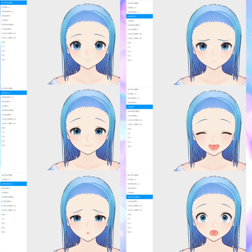【VRoidモデル】青い髪の女の子【テクスチャ28枚入り】