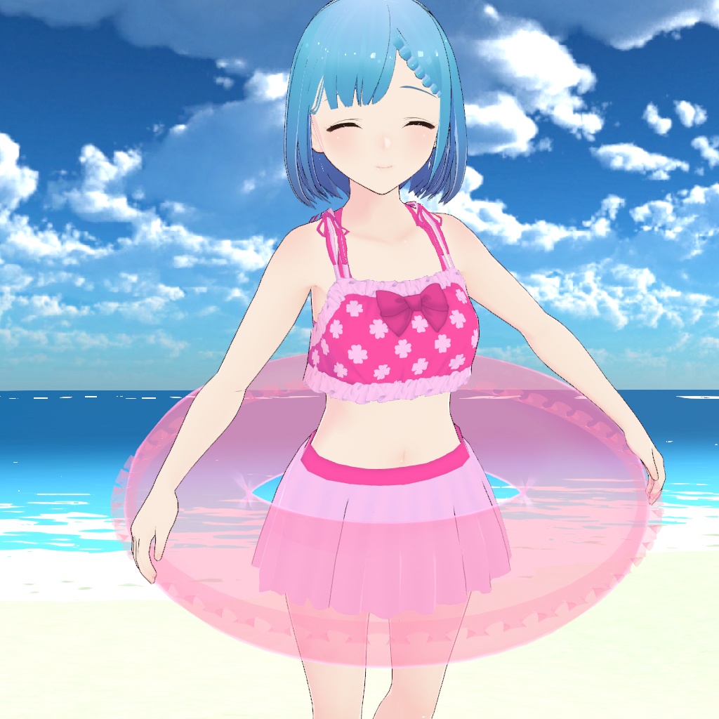 【無料】VRoidっ子も簡単に持てる透明浮き輪【VRM】