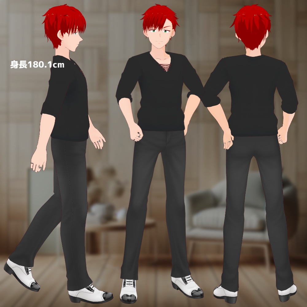 【VRoid正式版】アニメ風タレ目つり眉男子モデル :赤間 絢士【vroid・VRM】