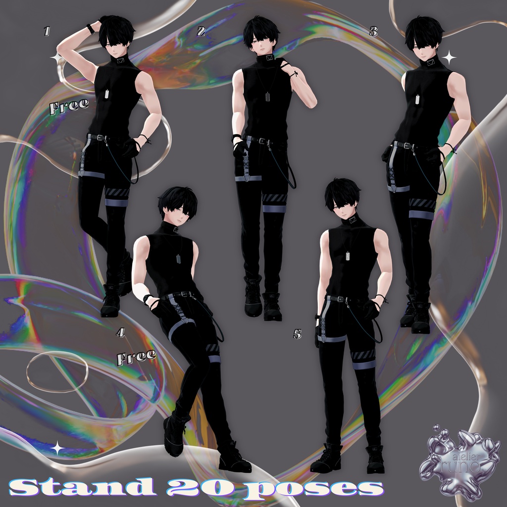 【無料有】runo pose vol.2 -The All in One- 50 POSES + 1 Post Process【2アバター対応済】