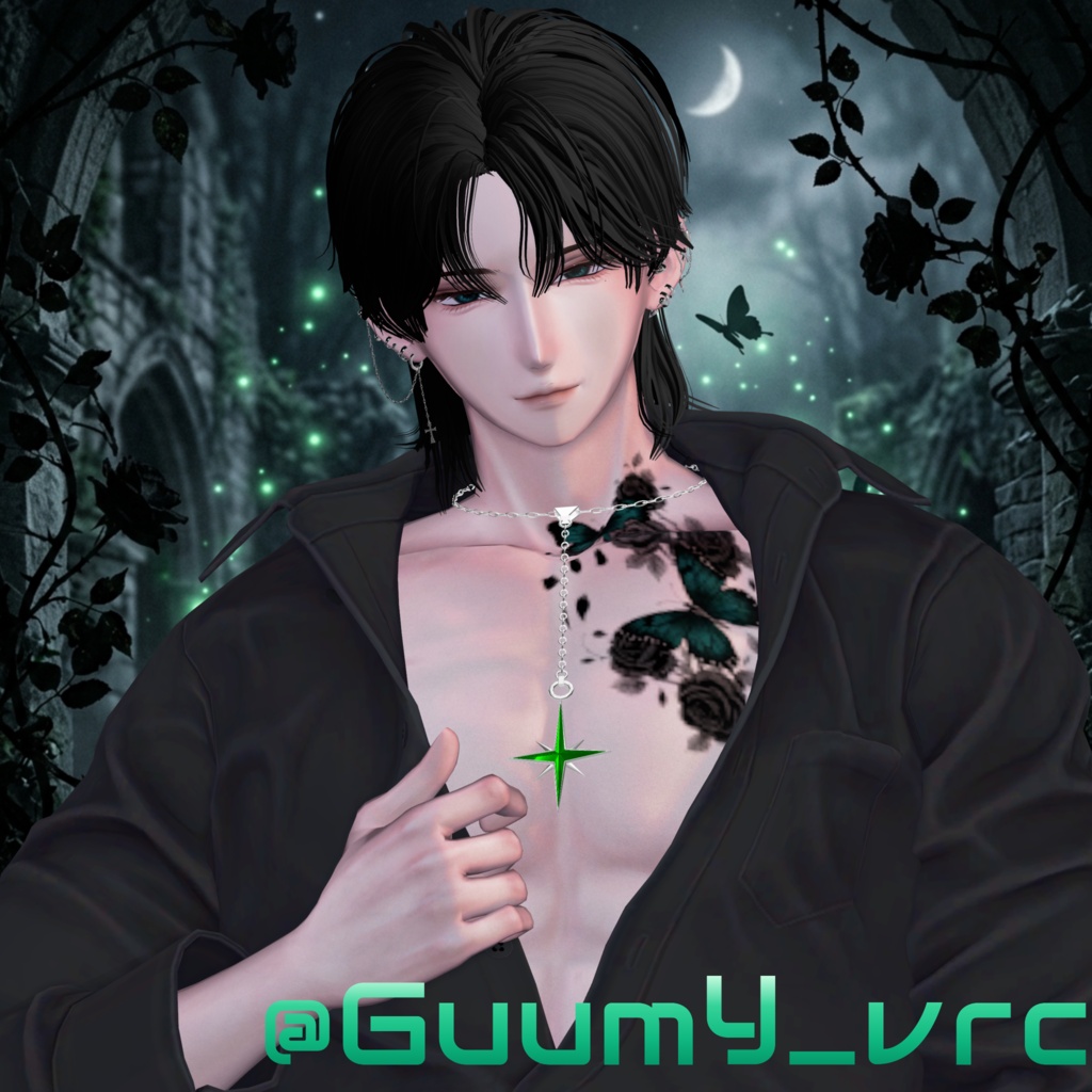 【VRChat想定】『Stella Drop』星のY字ラリエットネックレス
