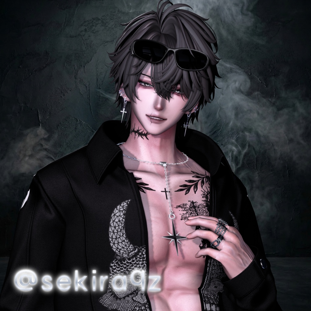 【VRChat想定】『Stella Drop』星のY字ラリエットネックレス