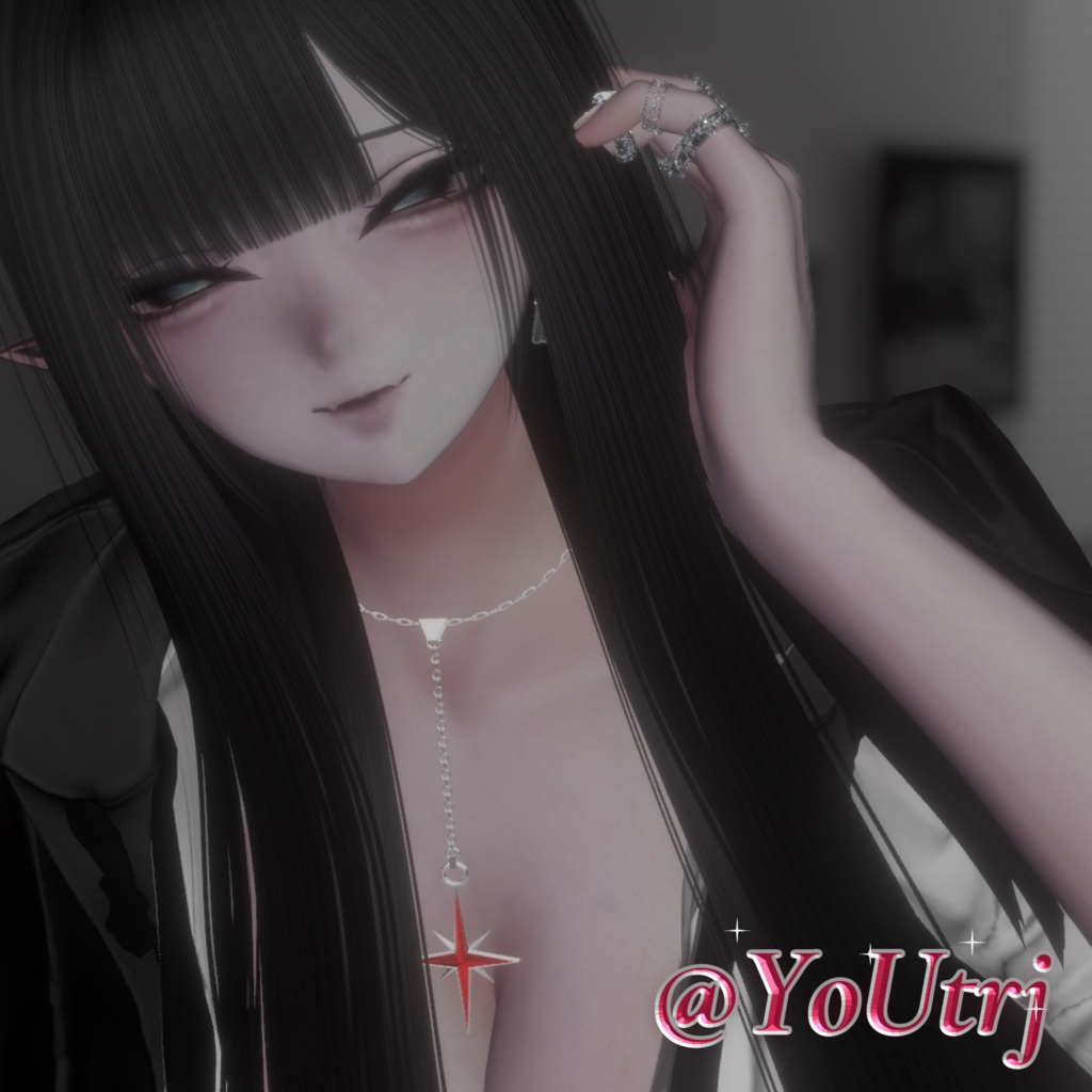 【VRChat想定】『Stella Drop』星のY字ラリエットネックレス