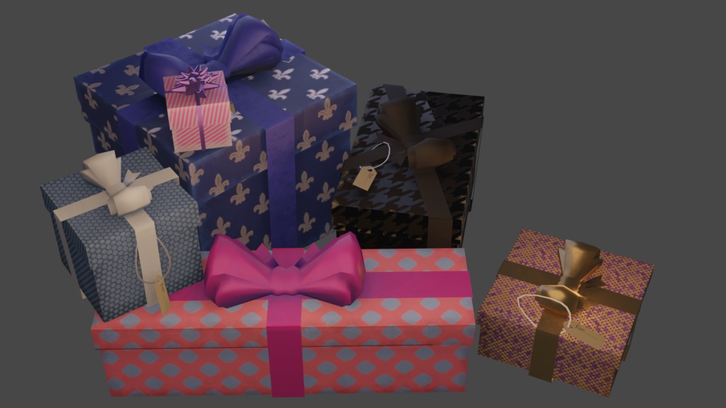Christmas Gift Boxes! .FBX, .blend, unitypackage files