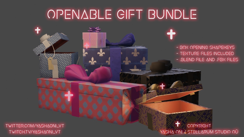 Christmas Gift Boxes! .FBX, .blend, unitypackage files