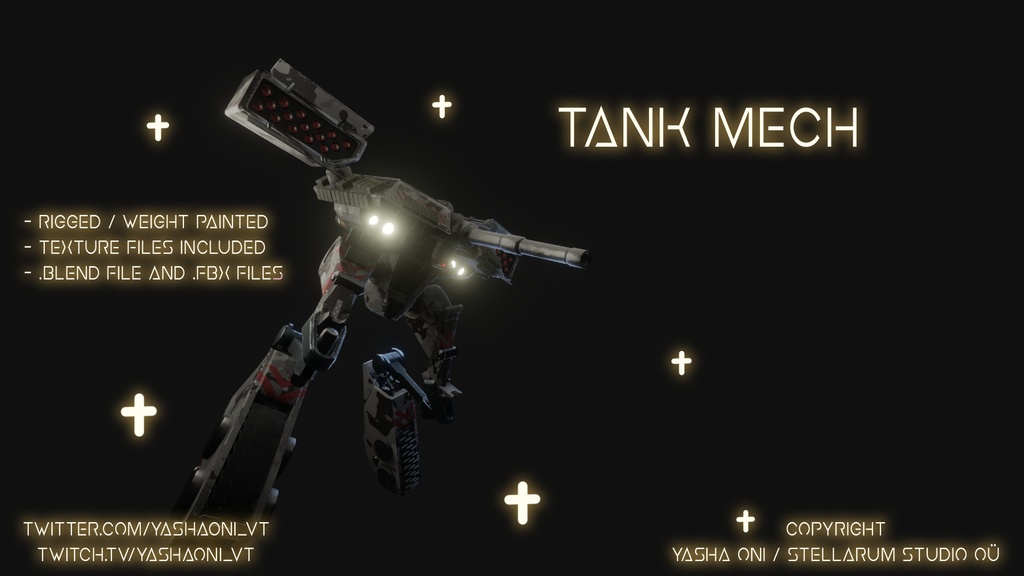 Tank Mecha .FBX, .blend, .unitypackage, animations