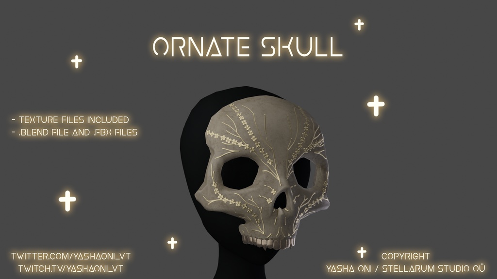 Ornate Skull - FBX. blend. Unitypackage