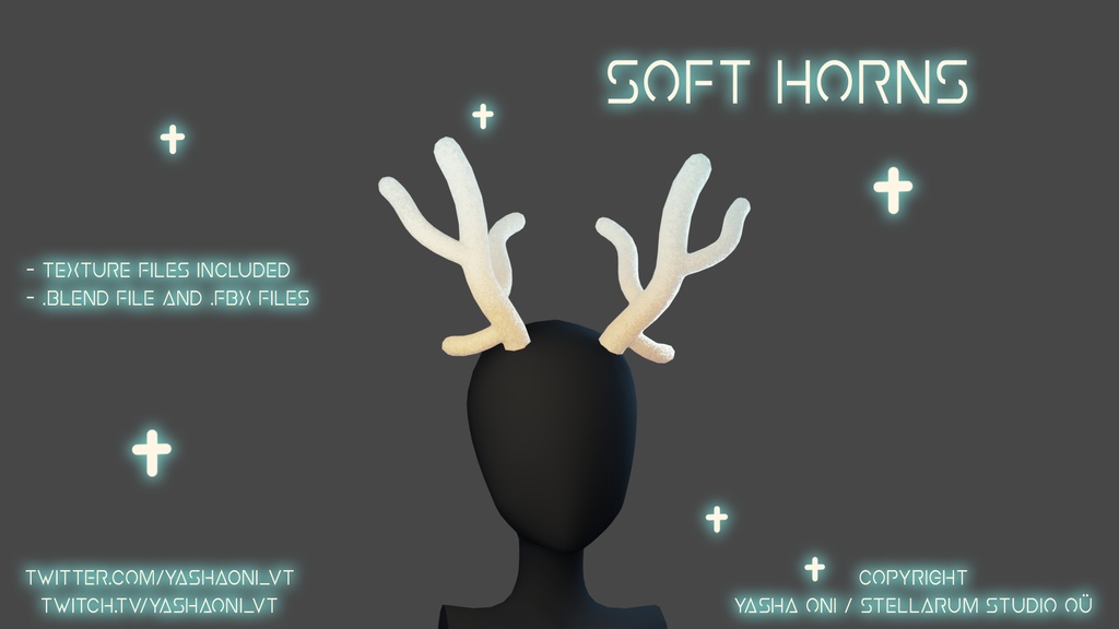 Soft Fuzzy Horns - .FBX, .BLEND, UNITYPACKAGE FILES