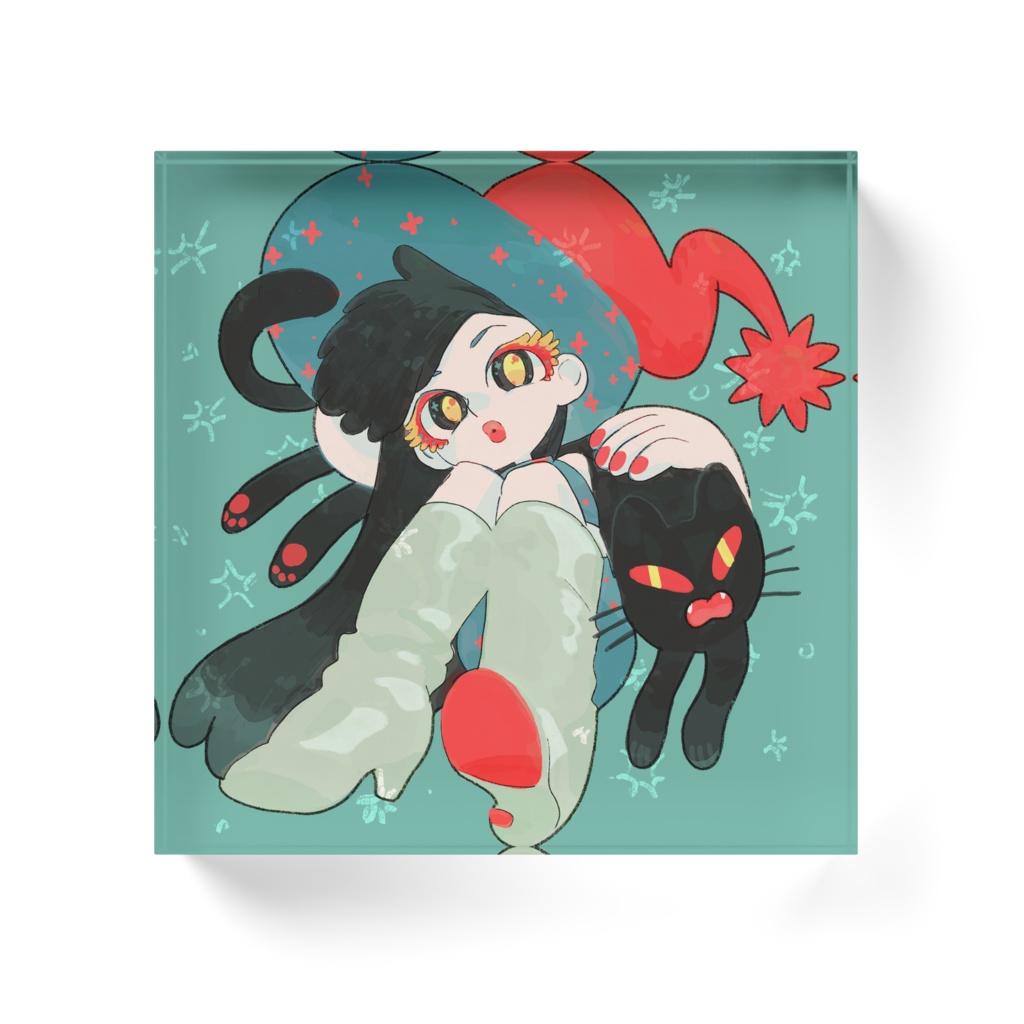 魔女と黒猫アクリルブロック