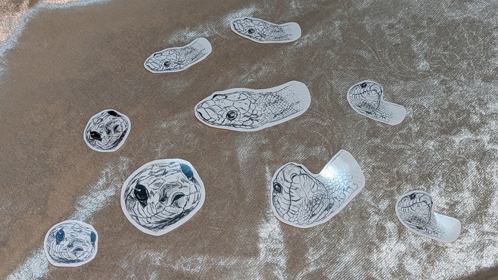 コーンスネークの鉛筆画ステッカー