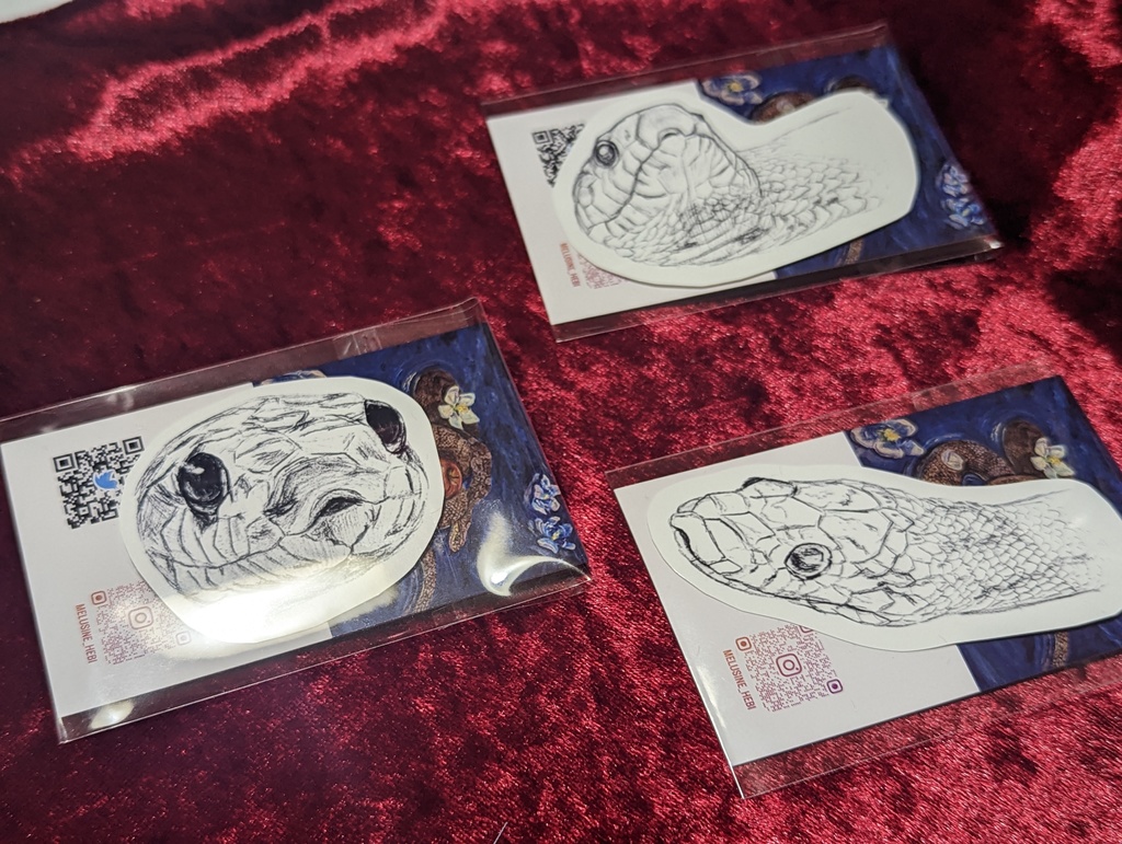 コーンスネークの鉛筆画ステッカー