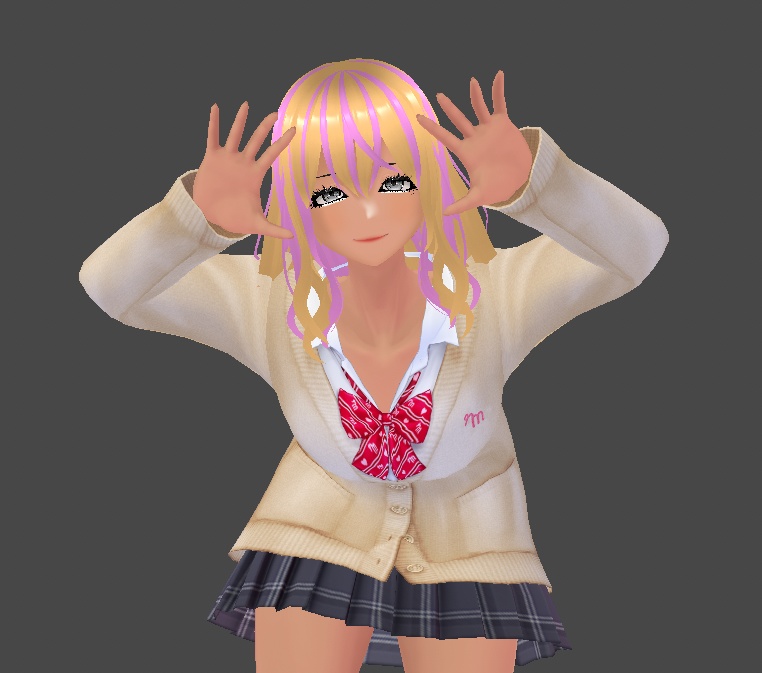 ギャルヘアー　　１　金髪ピンクメッシュ　ｖroid　用