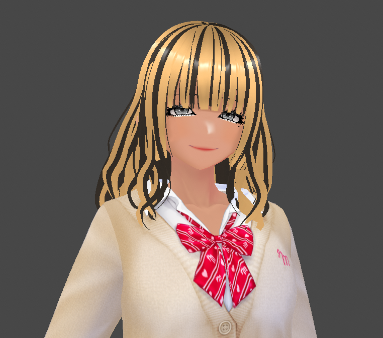 ギャルヘアー　2　黒金メッシュ　ｖroid　用