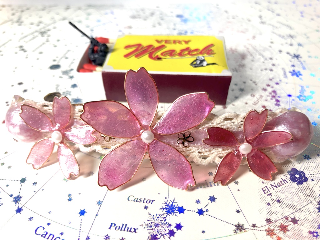 淡赤のさくら バレッタ