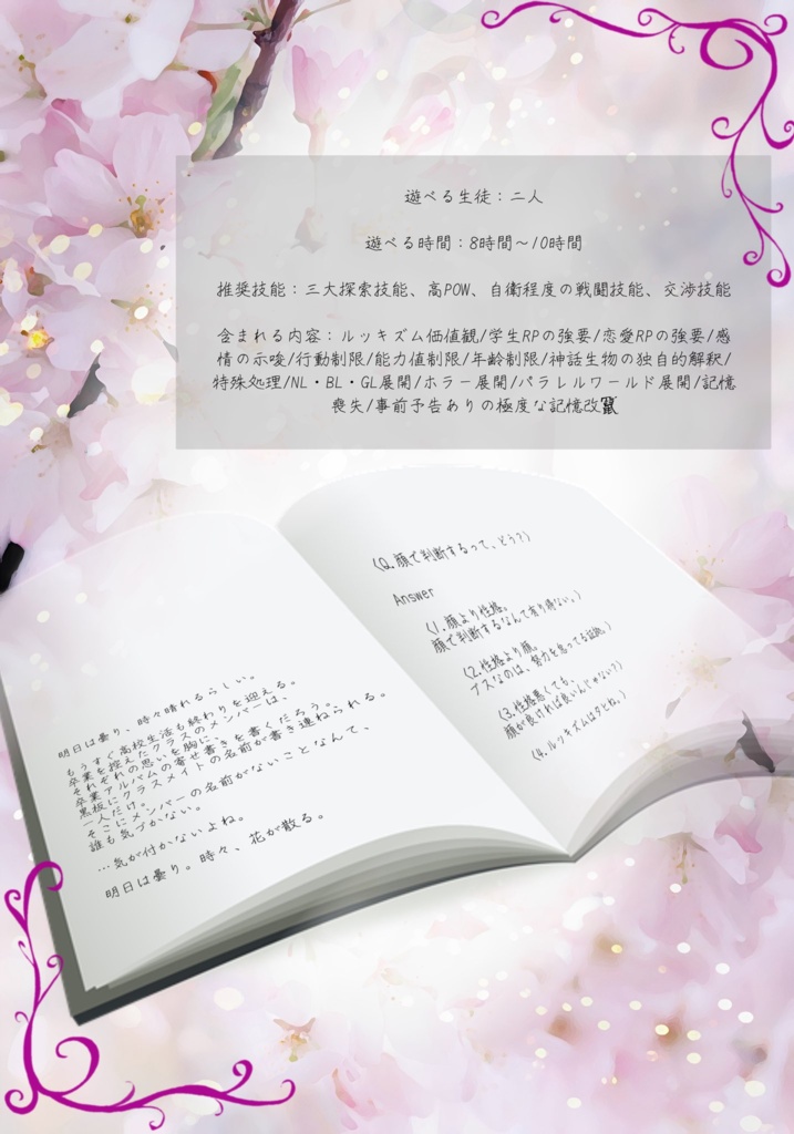 【CoCシナリオ】明日は曇り、時々花模様