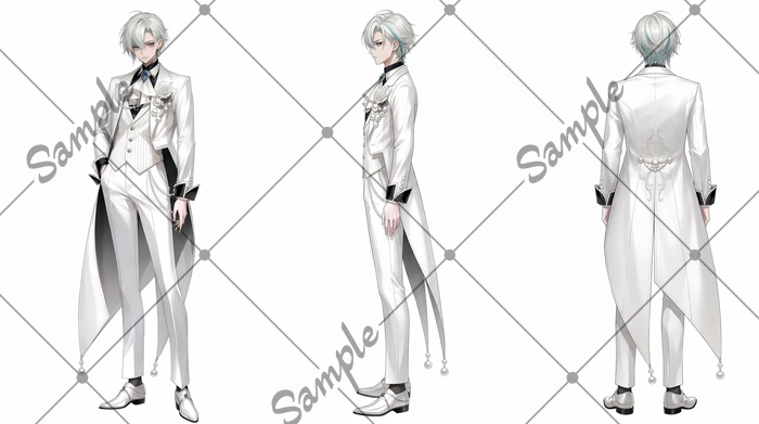 【立ち絵素材】男性 012【表情差分/背景あり】