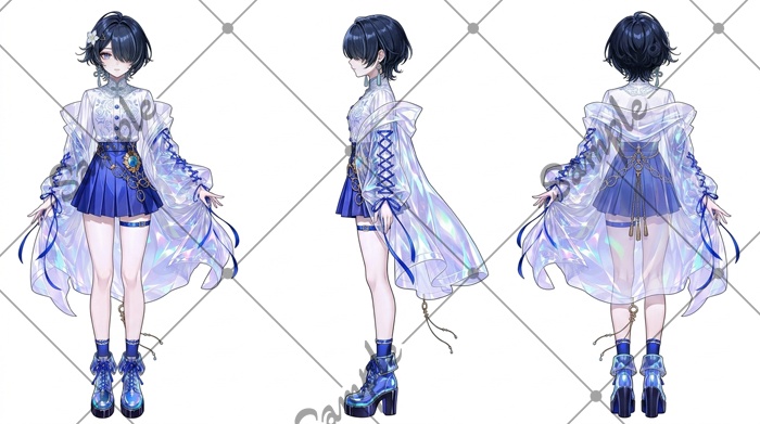 【立ち絵素材】女性 046【表情差分/背景あり】