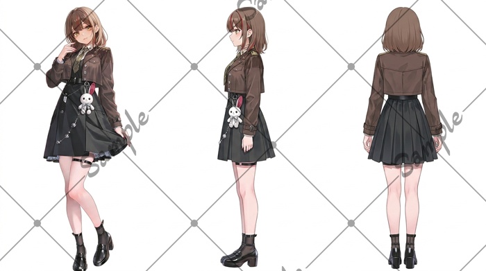 【立ち絵素材】女性 056【表情差分/背景あり】