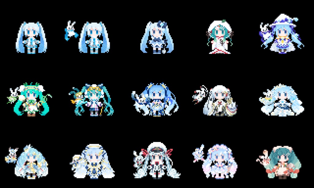 雪ミク ピクセルアート缶バッジ 15種セット