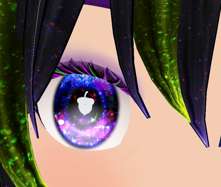 Purple and blue Acorn Irises, eyeshadow and cat eyeliner