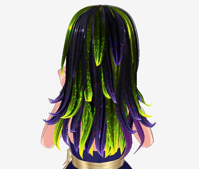 Hairstyle black and green, green wolfcut