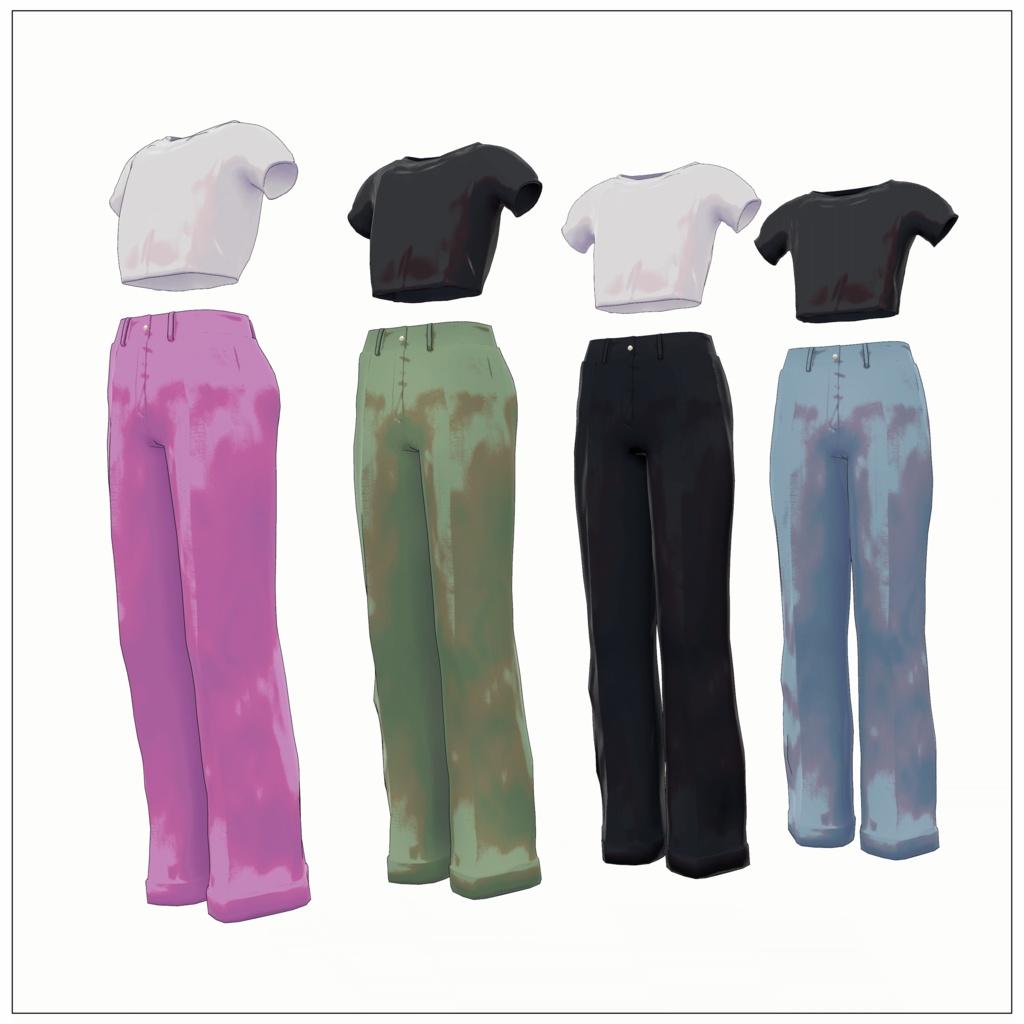 【Lapwing対応】クロップドTシャツ&スラックスセット