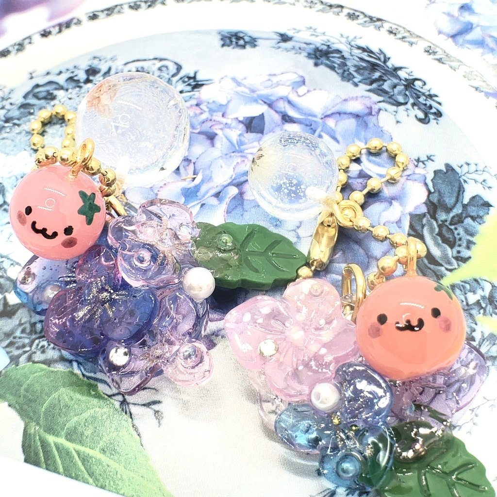 トマトとあじさいキーホルダー