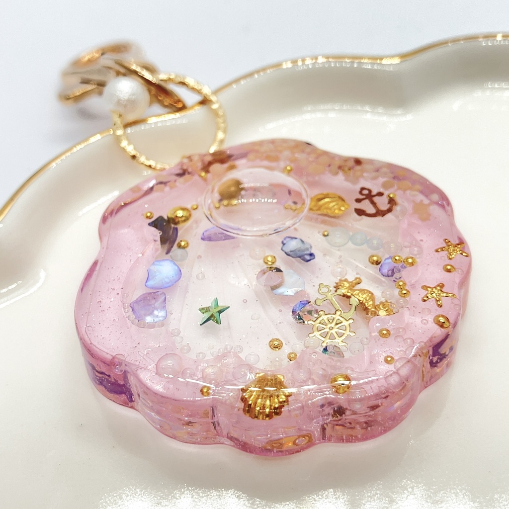 貝殻シェイカーキーホルダー(ピンク)