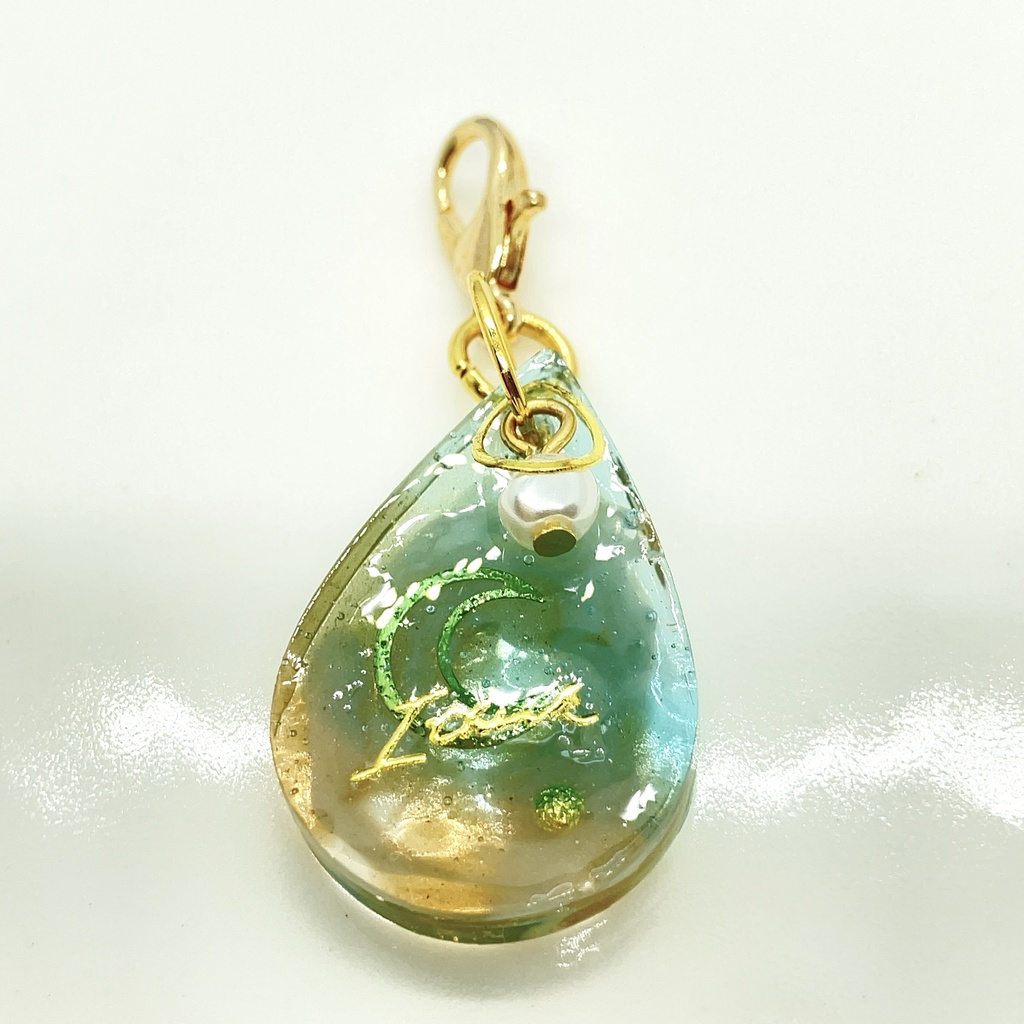 ミニミニチャーム(ドロップ水色×月)