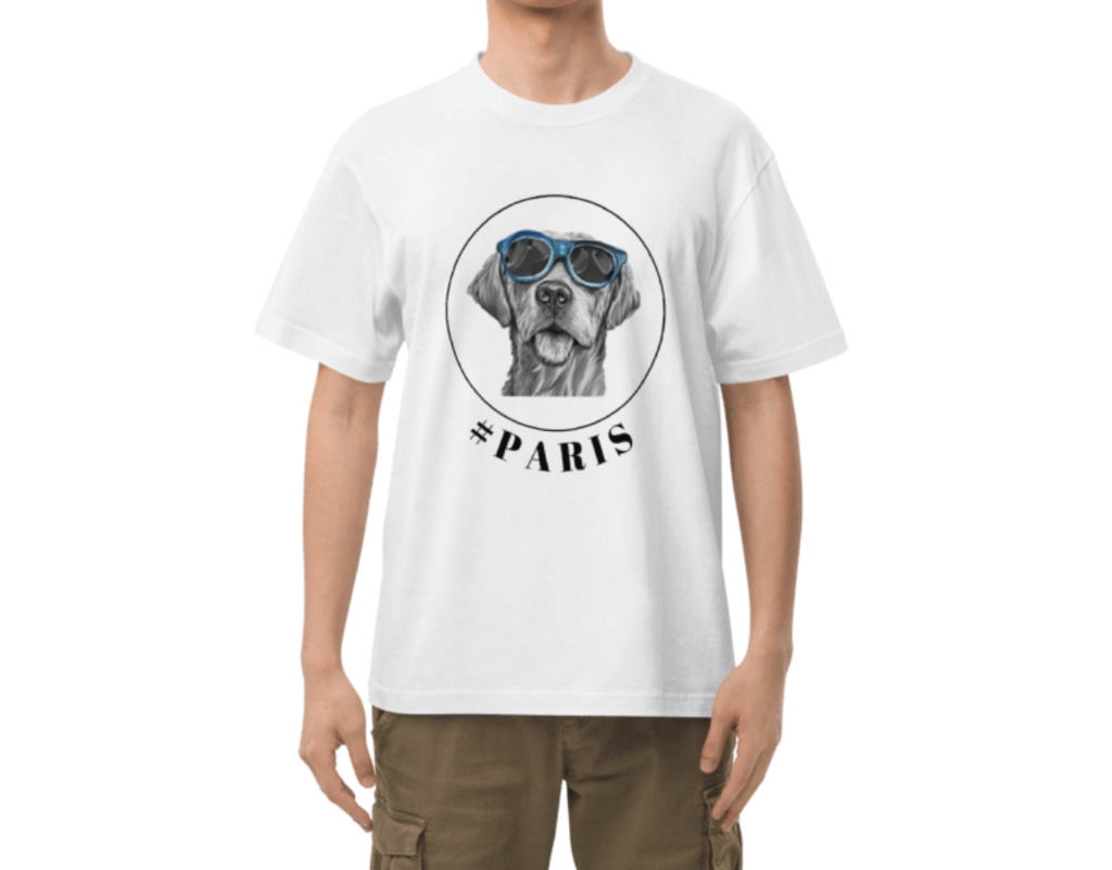 【通常発送】Tシャツ/犬 × パリ/男女兼用/おしゃれ/かっこいい/可愛い/動物/半袖/快適/アニマル/メンズ/レディース/トップス/ユニセックス