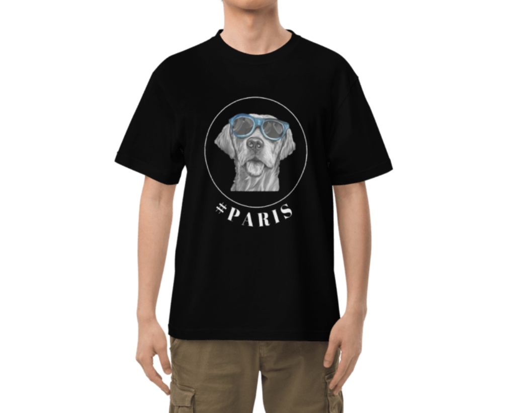 【スピード発送】Tシャツ/犬 × パリ/男女兼用/おしゃれ/かっこいい/可愛い/動物/半袖/快適/アニマル/メンズ/レディース/トップス/ユニセックス