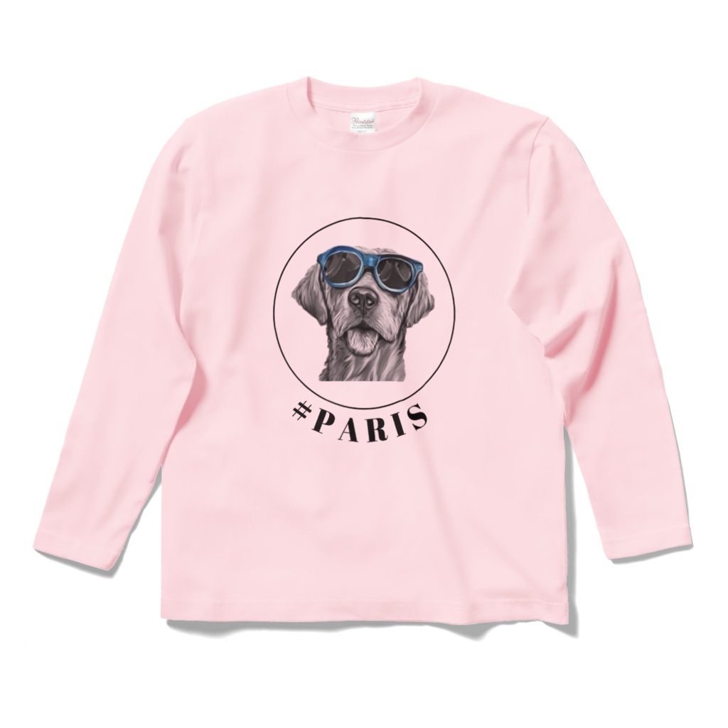 【男女兼用】お洒落な犬 × パリ／ロングスリーブTシャツ／かっこいい／可愛い／動物／アニマル