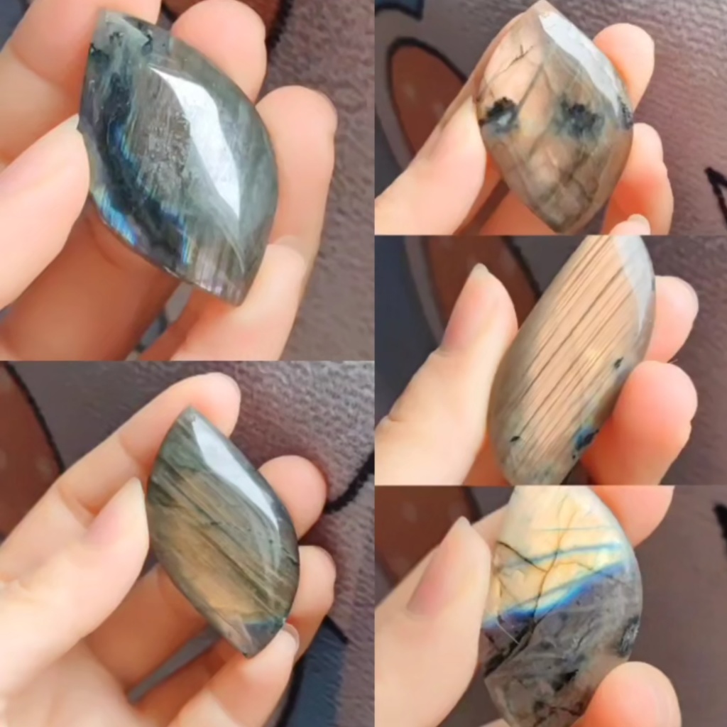 天然ラブラドライド石ペンダントネックレス