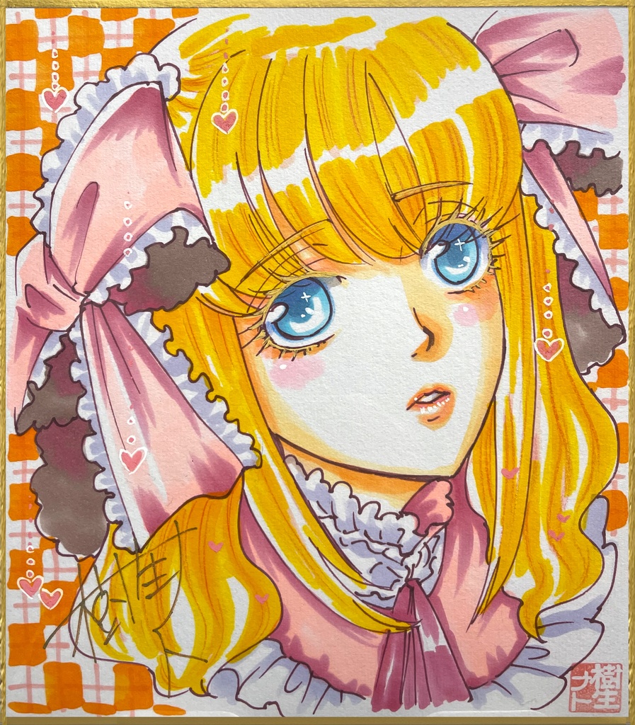 描きおろし直筆色紙（中）：オリジナル美少女シリーズより 甘ロリガール