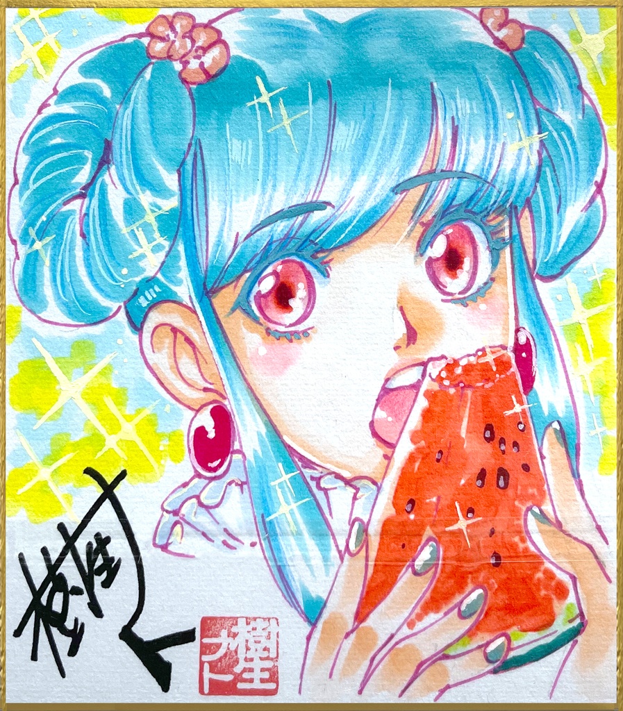 描きおろし直筆色紙（小）：オリジナル美少女シリーズより常夏（とこなつ）ガール
