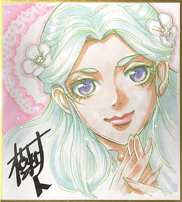描きおろし直筆色紙（小）：筋ト令嬢よりクーラさま/"Muscle Princess Kura"