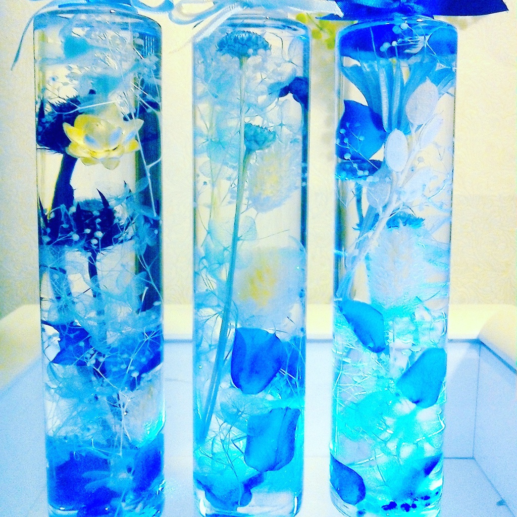ブルー ハーバリウム 3本セット fukumusume BOOTH
